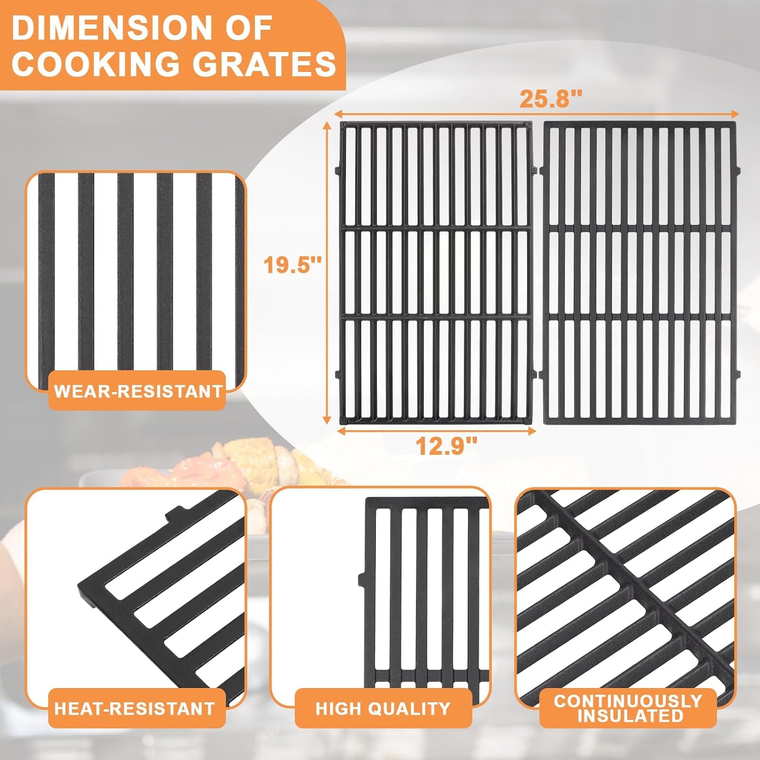 Grill Parts for Weber Genesis Parts, Weber Genesis 300 SER (w/Front Control Knobs), Replacement for Weber Flavorizer Bars 7621, Grill Grate 7528 & Heat Deflector 7622, for Weber Warming Rack 65054