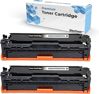 2BK Ultra Toner® Compatible Replacement for HP 125A CB540A CB541A CB542A CB543A B/C/M/Y Toner Cartridge Combo for HP Color LaserJet CM1312 MFP CM1312NFI CP1210 CP1215 CP1510 CP1514N CP1515N CP1518NI (2 Black)