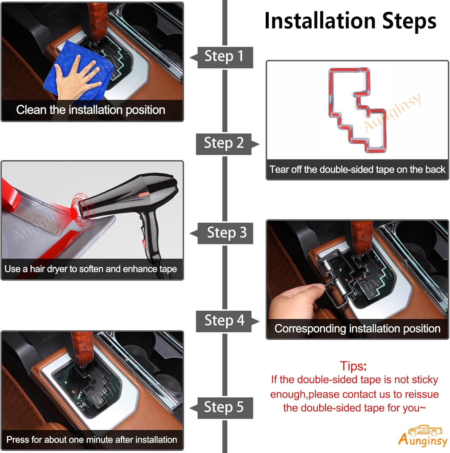 Car Central Control Gear Shift Panel Trim Cover Fit Toyot@ Tundra 2014-2021 Center Console Gear Track Decorative Frame Gear Shifter Console Anti-Scratch Frame Protection Cover ABS Interior Accessories
