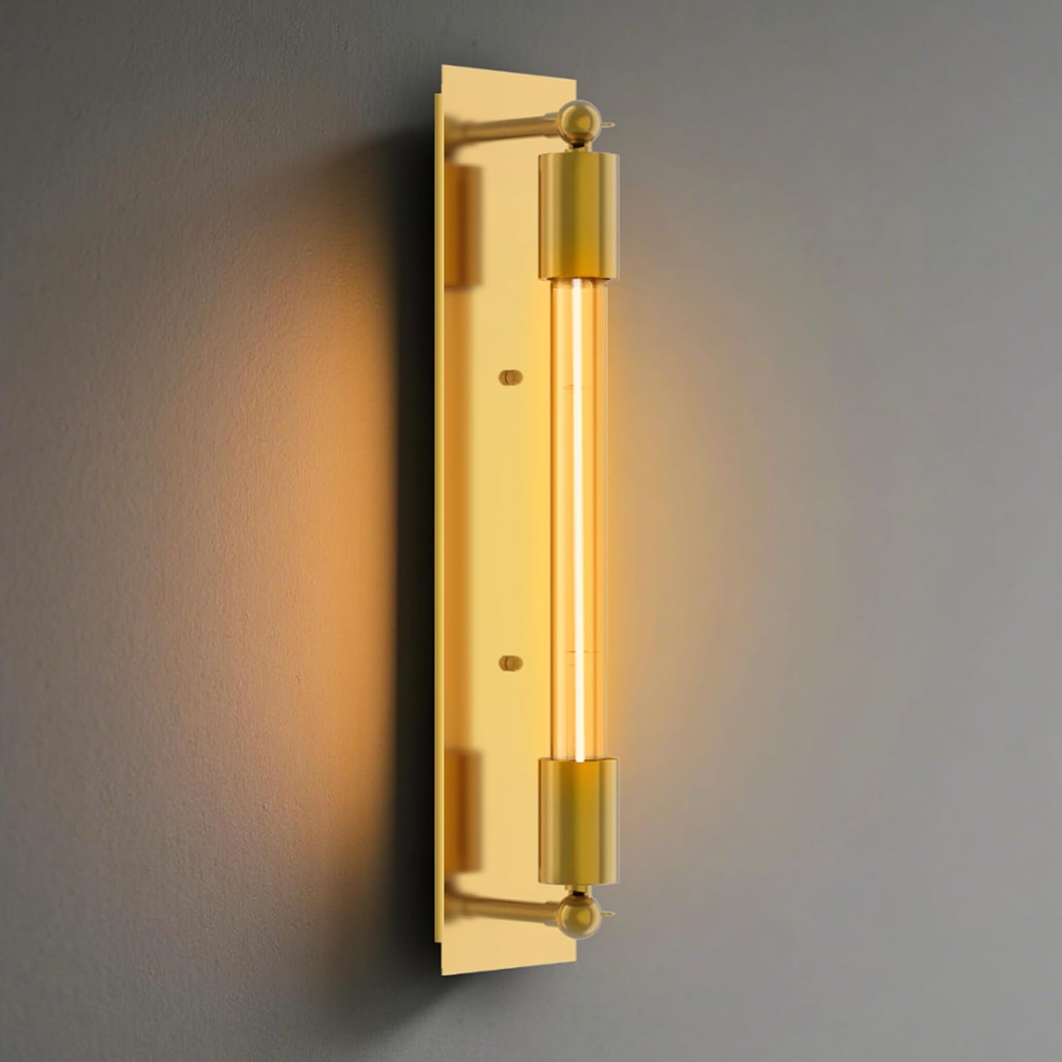 ALAMPEVER Modern Wall Sconces with Dimmable T10 LED Bulb, Bright Bathroom Sconces Wall Lighting with Amber Glass, Steel Wall Light fixtures for Bathroom Living Room Hallway Bedroom