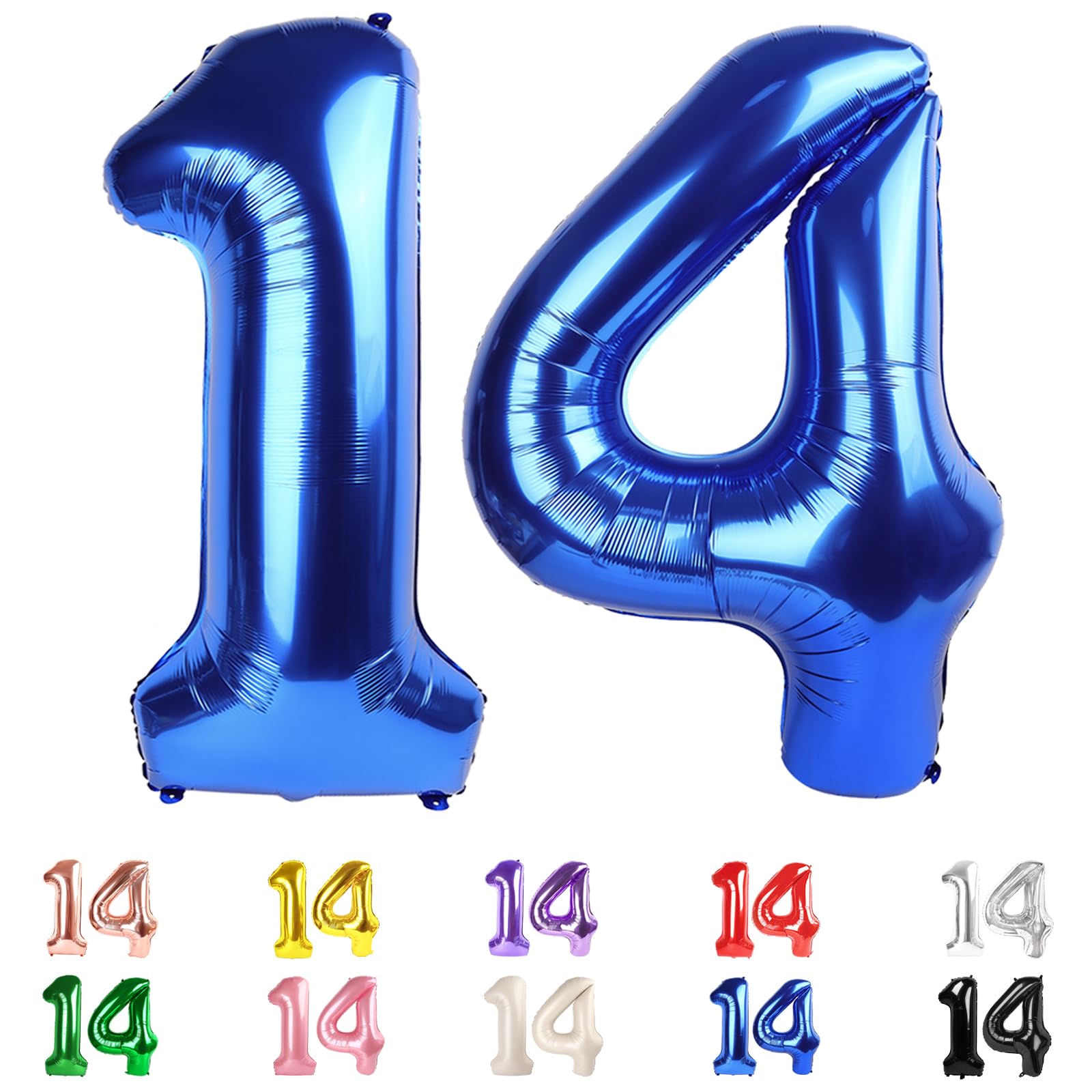 14 Balloon Numbers, Happy 14th Birthday Decorations for Girls Boys, 40 In 41st Dark Blue Balloons for Engagement, Wedding, Celebration Party,