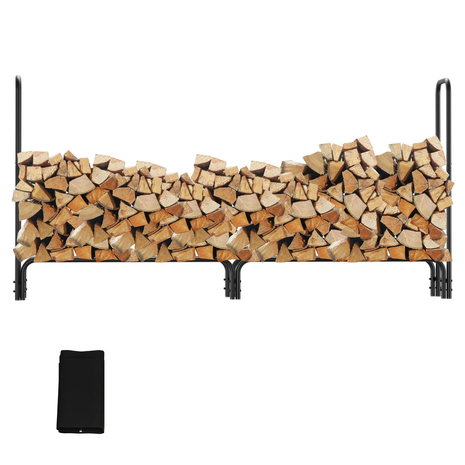 Daromigo Kaminholzregal Metall 244x34.5x124cm Brennholzregal mit Schutzhülle Stahlrahmen Pulverbeschichtet Kaminholzunterstand 300kg Wasserdicht Holzlager für Terrasse Garten