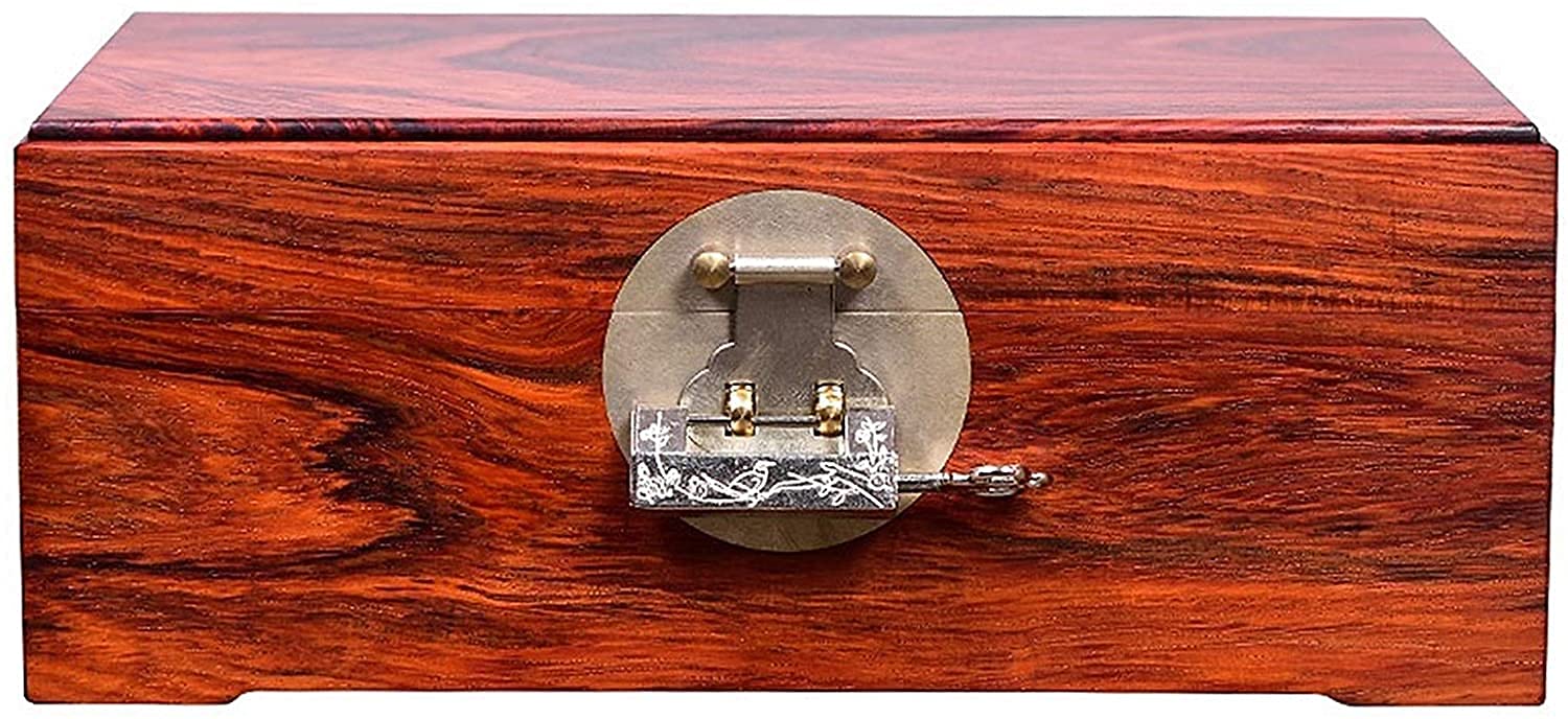 Wooden Jewellery Box, Chinese Storage Organiser, صندوق مجوهرات مصنوع من الخشب مع قفل، سطح المكتب المنزلية,Lacquerware Crafts