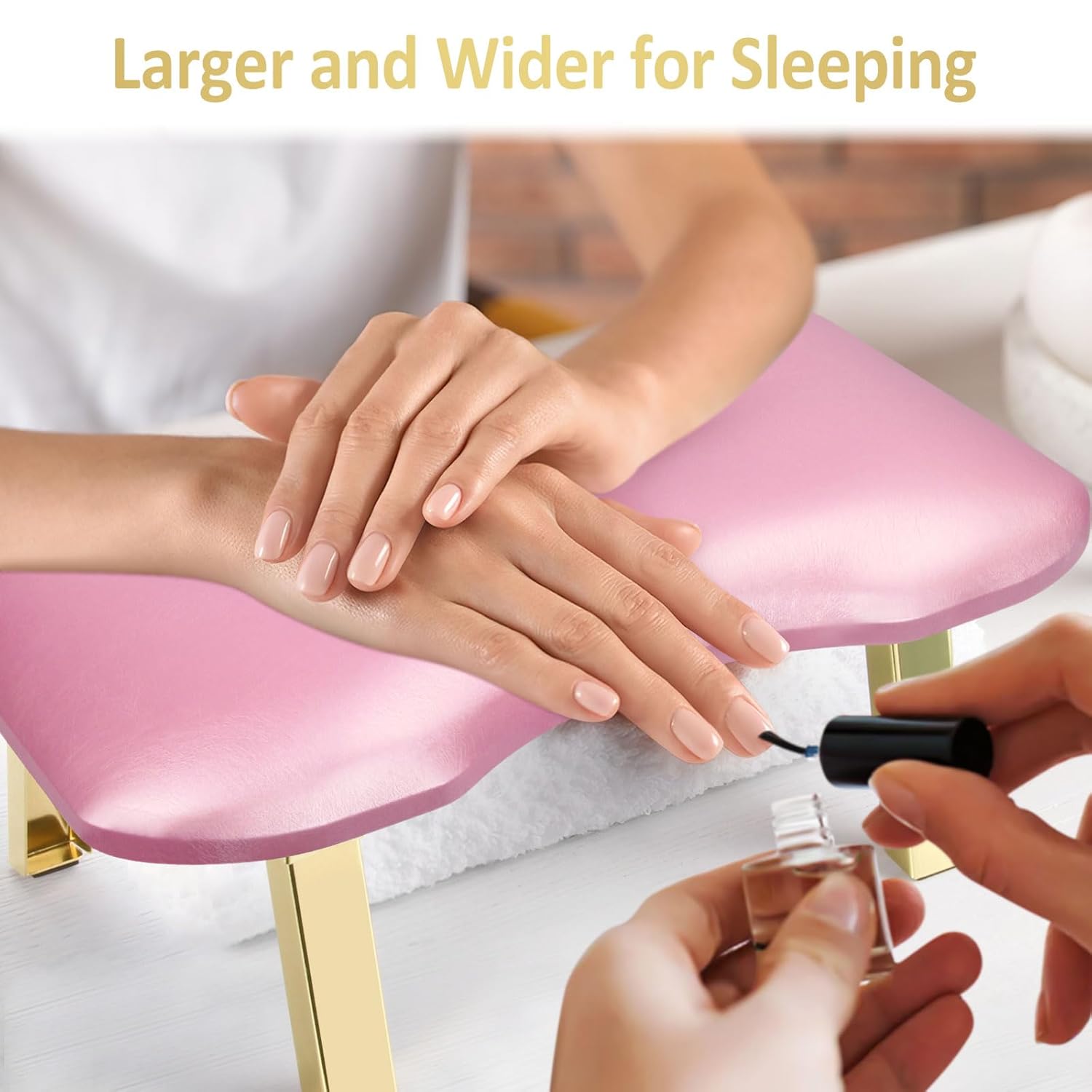 Nail Arm Rest, Foldable Arm Rest for Nails Tech, PU Leather Manicure Arm Rest, U Shaped Hand Rest for Nails tech, Manicure Hand Rests for Foot Hand Rest, Pink