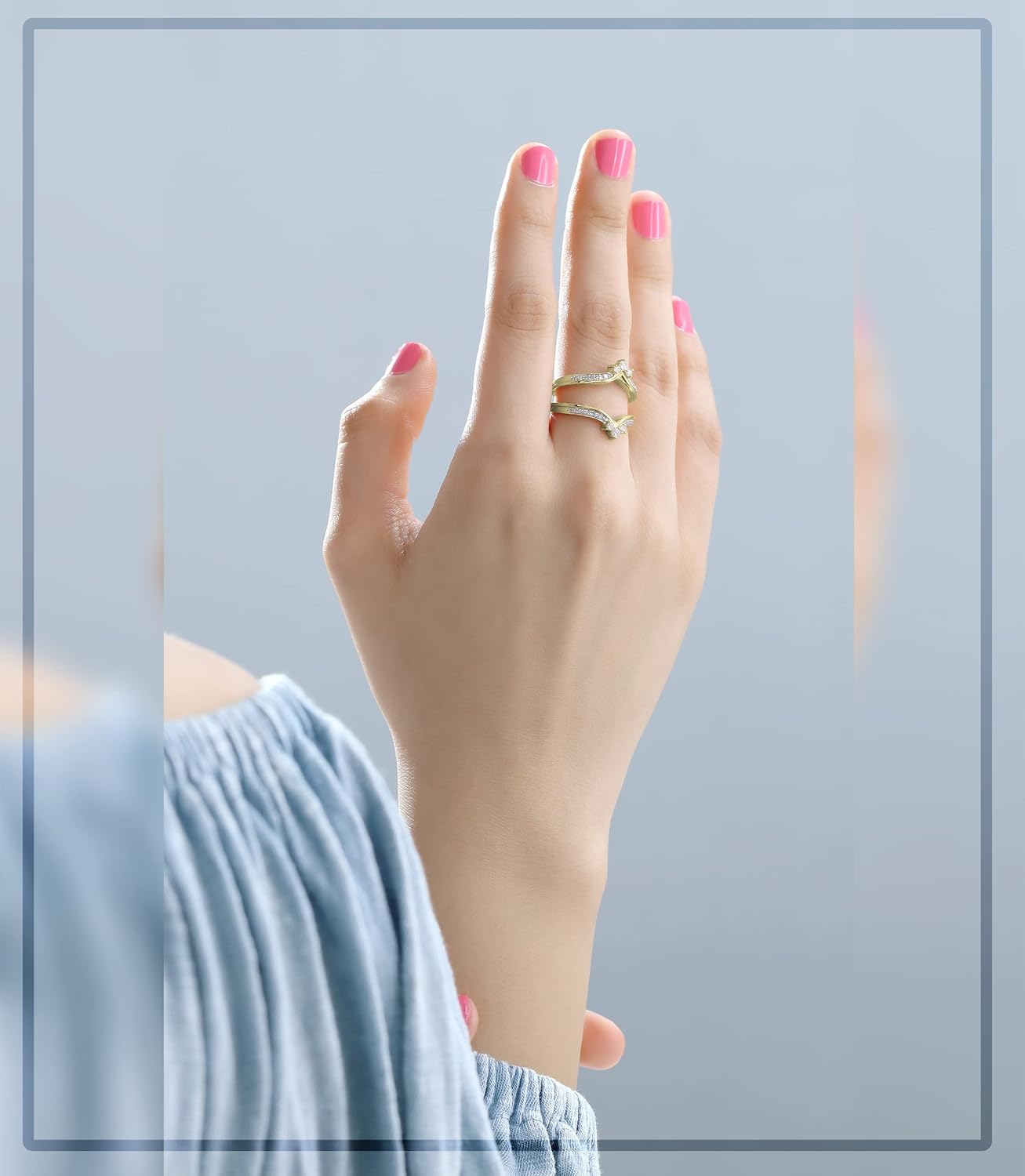 Dazzlingrock Collection 0.40 Ctw Round White Natural Diamond Anniversary Wedding Band Enhancer Guard Double Ring 18K in Real Solid Gold