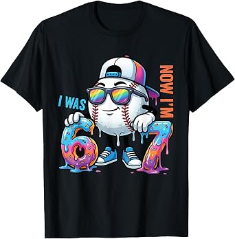 I was 6 Now Im 7 Birthday Baseball Drip Boys Kids 67 Sport T-Shirt
