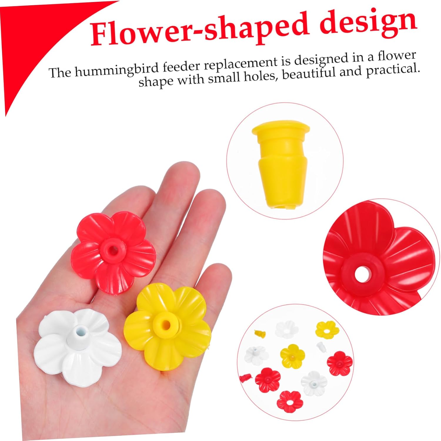BESPORTBLE 120pcs Hummingbird Feeder Replacement Flowers Plastic Flower Parts for Easy Installation Suitable for Garden and Balcony Use Safe and Lightweight Hummingbird Feeder Accessories