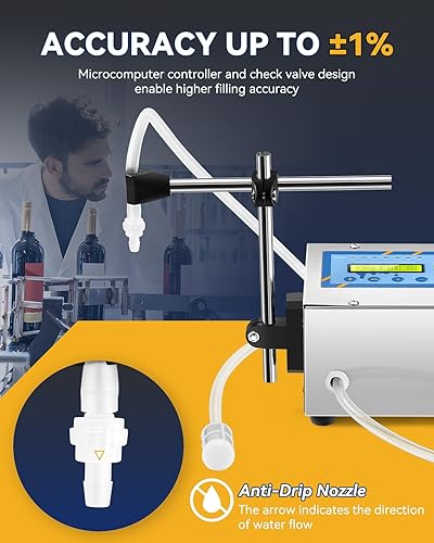 Miniatura 4 de Hanchen Máquina de llenado de líquidos, máquina de llenado de botellas de 1 a 118 onzas, dispensador automático de líquidos, bomba de diafragma de