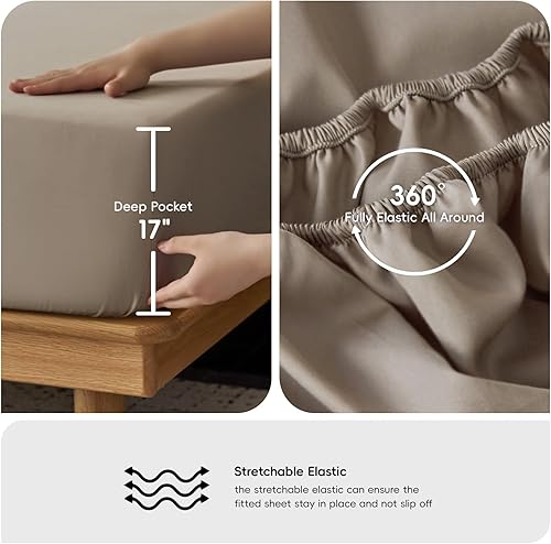 Miniatura 5 de MooMee Juego de sábanas tamaño Queen, 100% algodón de fibra extralarga, 600 hilos, tejido satinado, refrescante, transpirable, sedosas, suaves, de