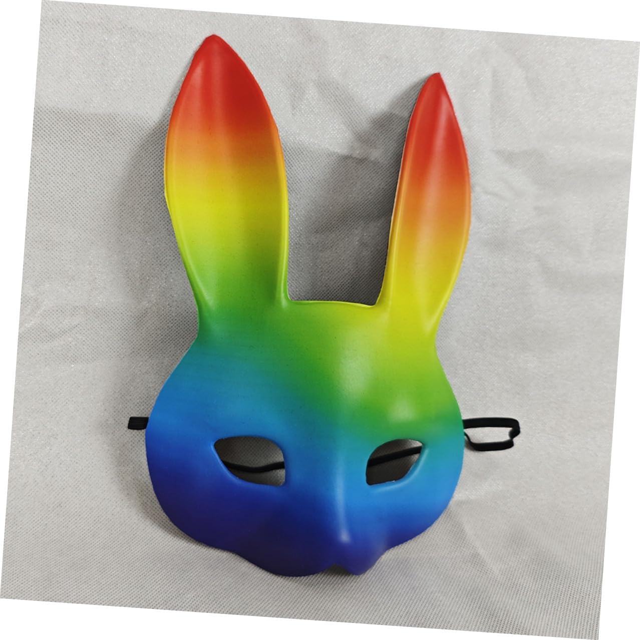 3d Rainbow Pu Leather Bunny Costume Mask for Halloween and Celebration Events, Animal Cosplay Accessory for Masquerade Parties and Inclusive Parades