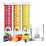 HYDRATIS - Pastilles Hydratation Electrolytes - Mix Fruits des Bois + Pêche + Citron/Sureau - Améliore l'Hydratation et Favorise l'Énergie - Sport, Récupération - 3 tubes (60 Pastilles) Pack 3 Tubes