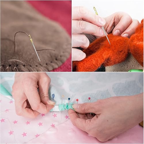 Miniatura 7 de BLMHTWO 48 agujas de coser autoenhebradas, agujas de tapicería de 1.411.491.65 pulgadas para cinchas, bordes de costura, costuras a través del