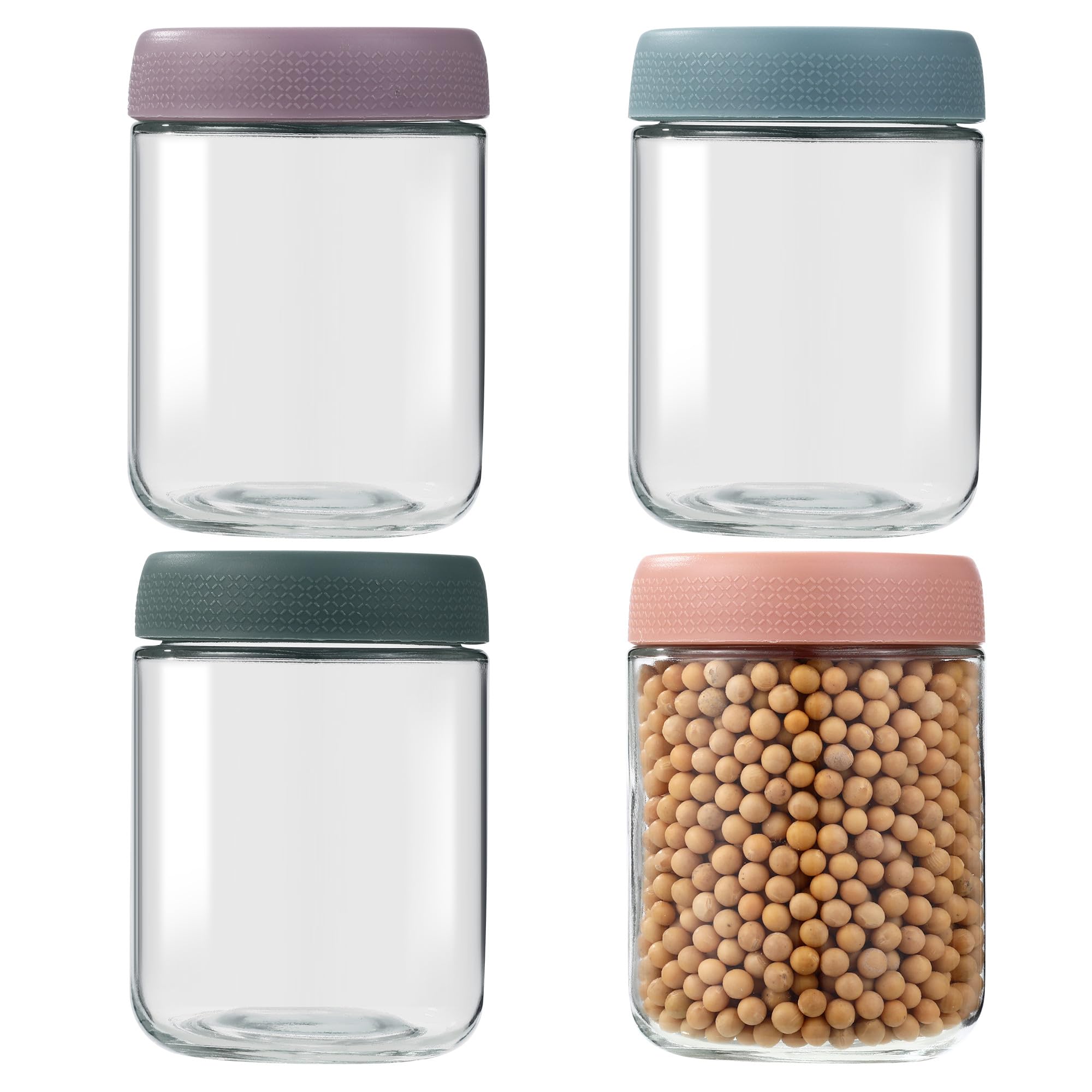 4 Stück 500ml Einmachgläser mit Auslaufsicher Schraubdeckel, Overnight Oats Gläser, Mealprep Gläser, für Joghurt, Pudding, Hausgemachte Marmelade, Chutney, Einlegen