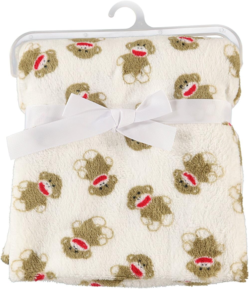 Sock Monkey Plush Baby Blanket