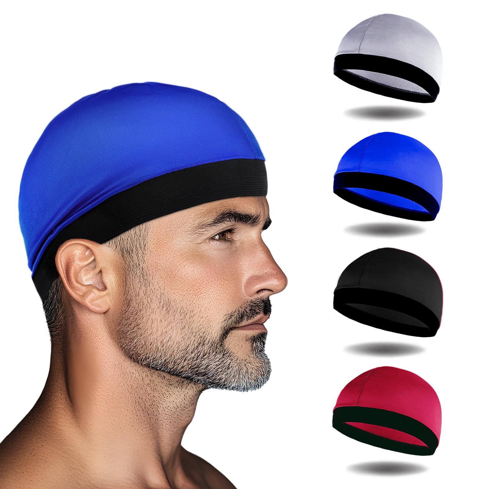 4pcs Stocking Caps for Men - Silky Wave Cap for Sleeping - Soft Breathable Satin Durag
