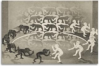 M. C. Escher Famous Art poster (Encounter) Art Canvas Painting Decor Wall Print Photo Gifts Home Modern Decoratives 12x18inch(30x45cm)
