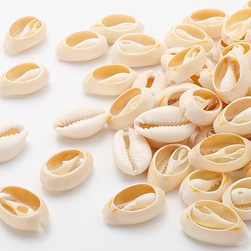 Miniatura 2 de HERZWILD 180 cuentas de cauri semielaboradas, pequeñas conchas de mar naturales ovaladas para pulseras, tobilleras, aretes, joyería, manualidades