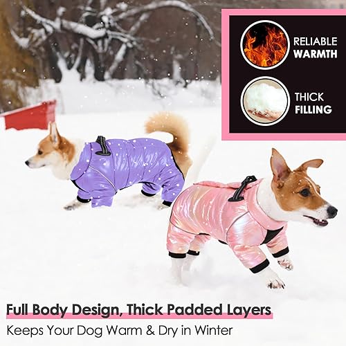 Miniatura 6 de AOFITEE Abrigo para perro, chaqueta impermeable para invierno para perro, traje de nieve cálido de cuerpo completo, chaleco de forro polar con