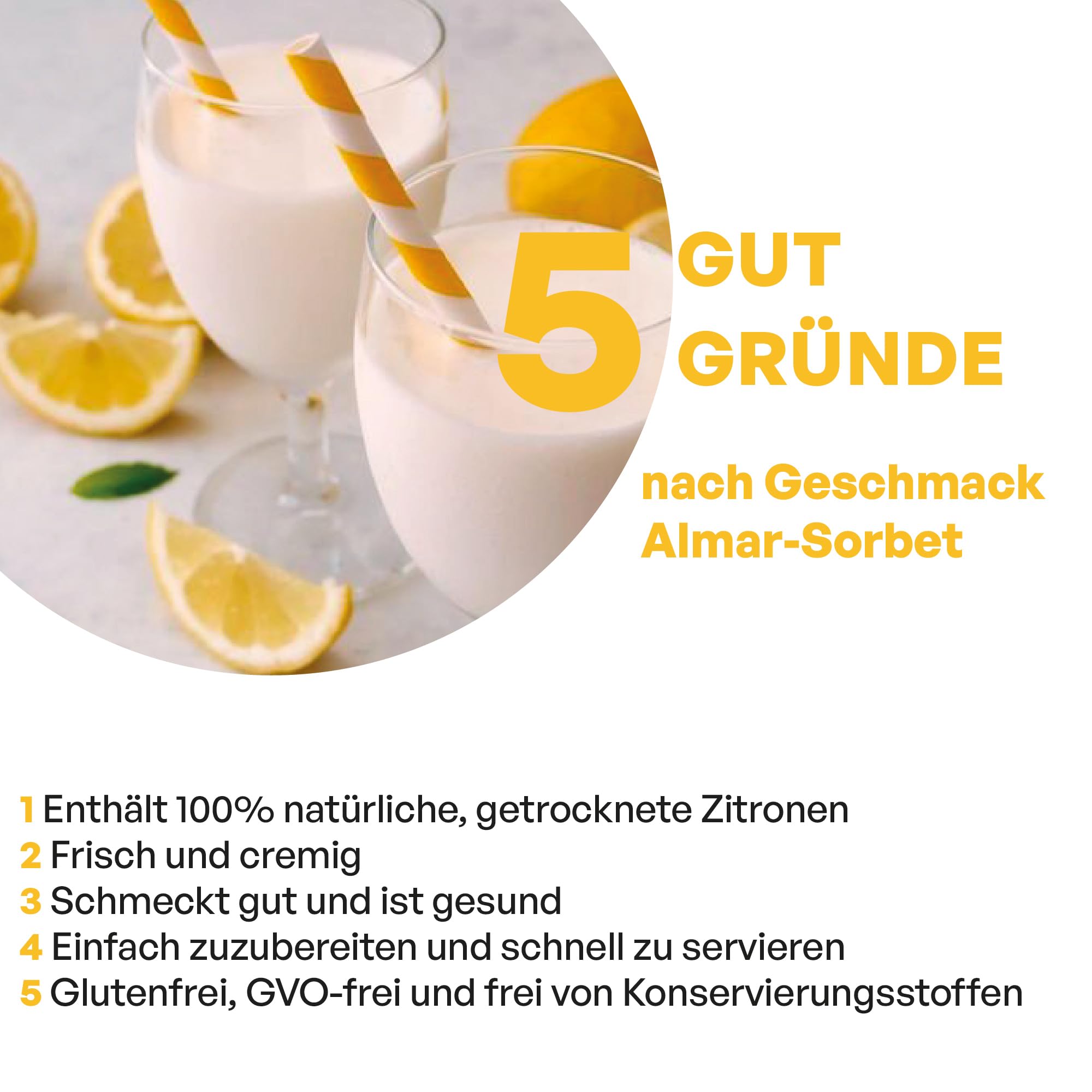 ALMAR - Zitronensorbet-Pulver, Glutenfrei und Laktosefrei, Natürliches Zitronensorbet, Gebrauchsfertig, Beutelverpackung 990 g (4)