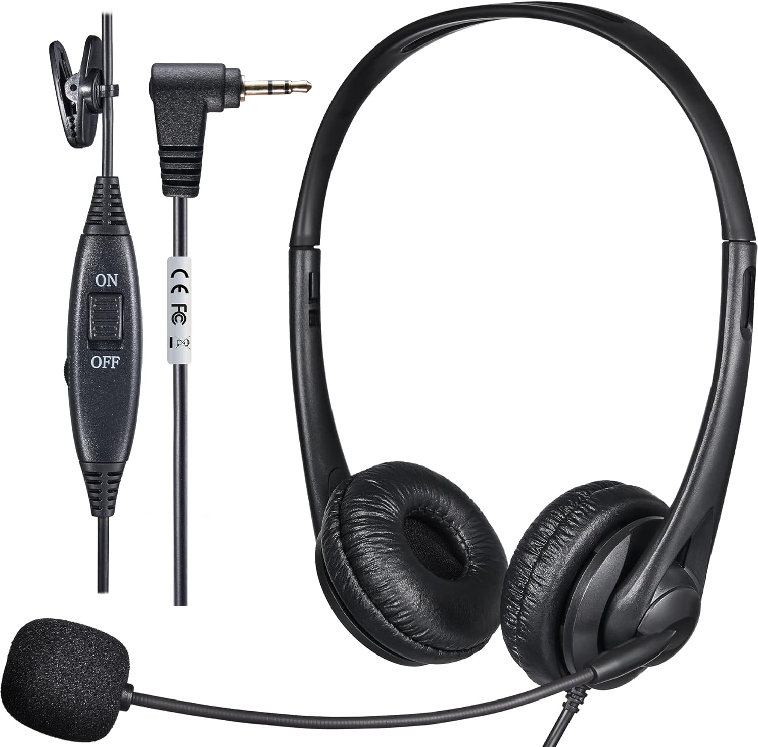 Telephone Headset with Microphone Noise Cancelling 2.5mm