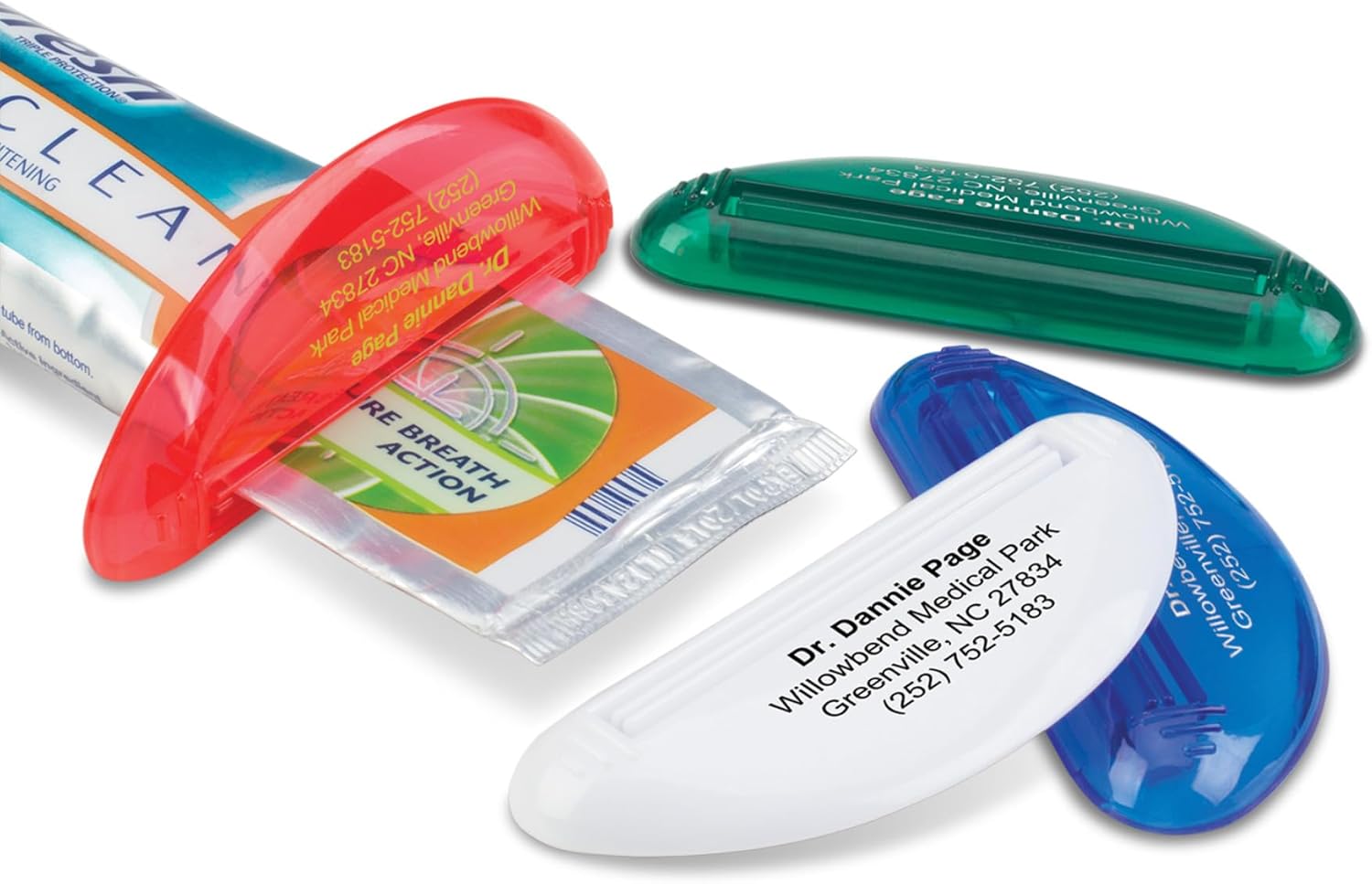 Personalized Tube Squeezers, Custom Dentist Giveaway, 4 Color Options, 250 Pack