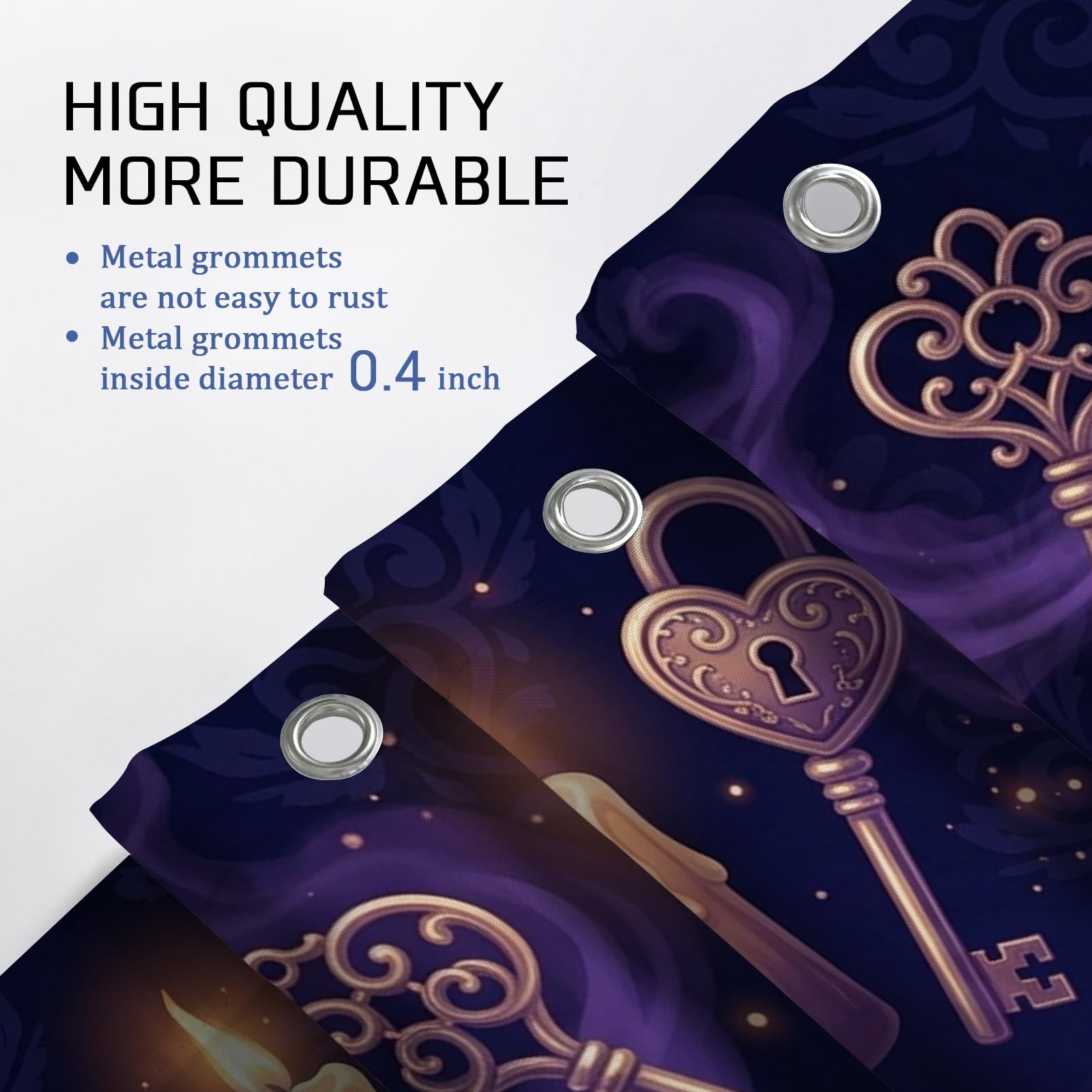 Midnight Magic Candle and Key Theme Fanciful - Juego de cortinas de ducha