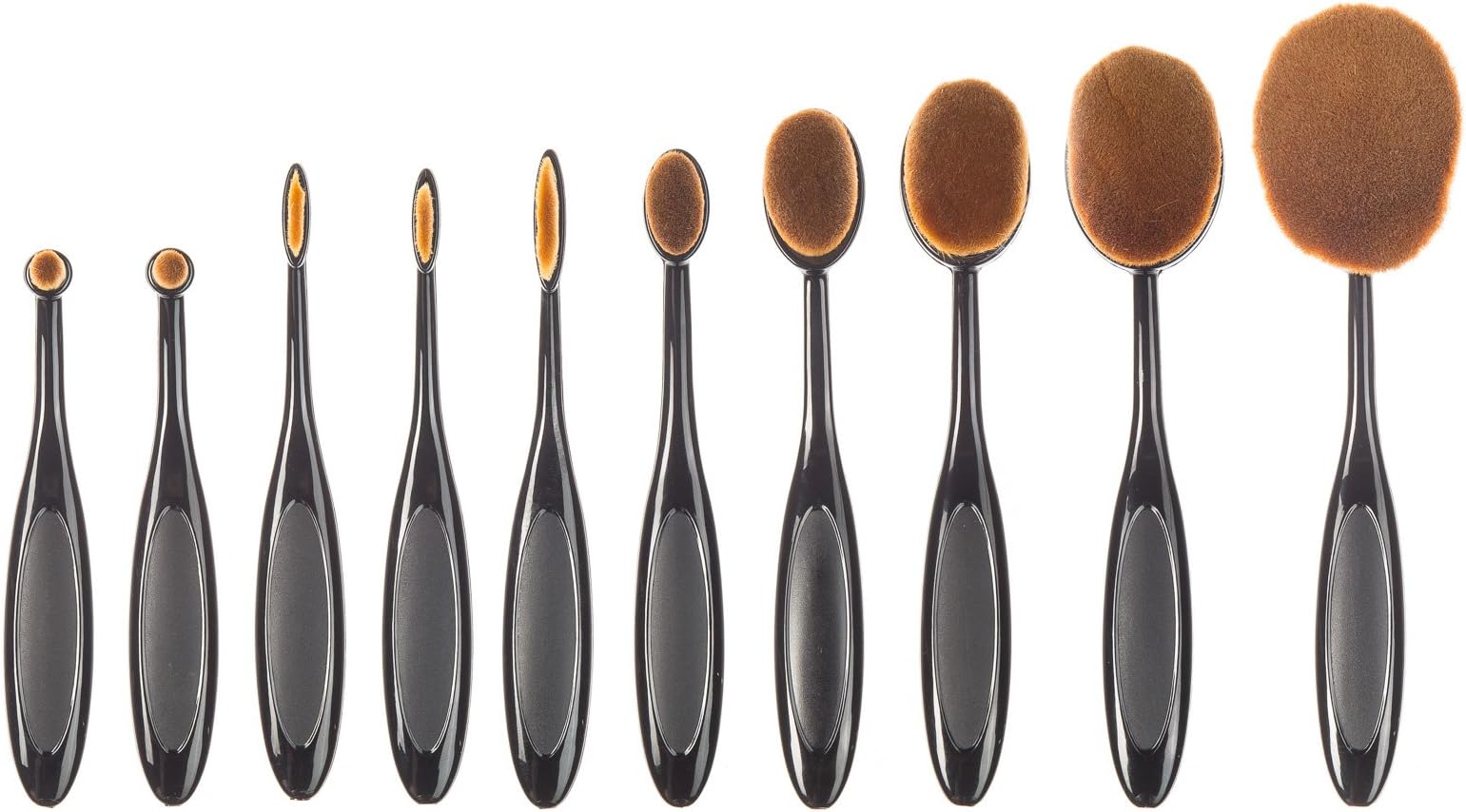 Professional Makeup Brush Set – Ultra Soft Synthetic Oval and Toothbrush Design – Great for Foundation, Pressed Powder, Eye Shadow, Contour, Blush, and Eye Liner – Set of 10 Quality Brushes