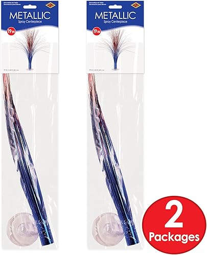 Miniatura 3 de Beistle Centros de mesa metálicos de plástico de 2 piezas para decoraciones patrióticas, vajilla del 4 de julio, suministros de fiesta del Día del