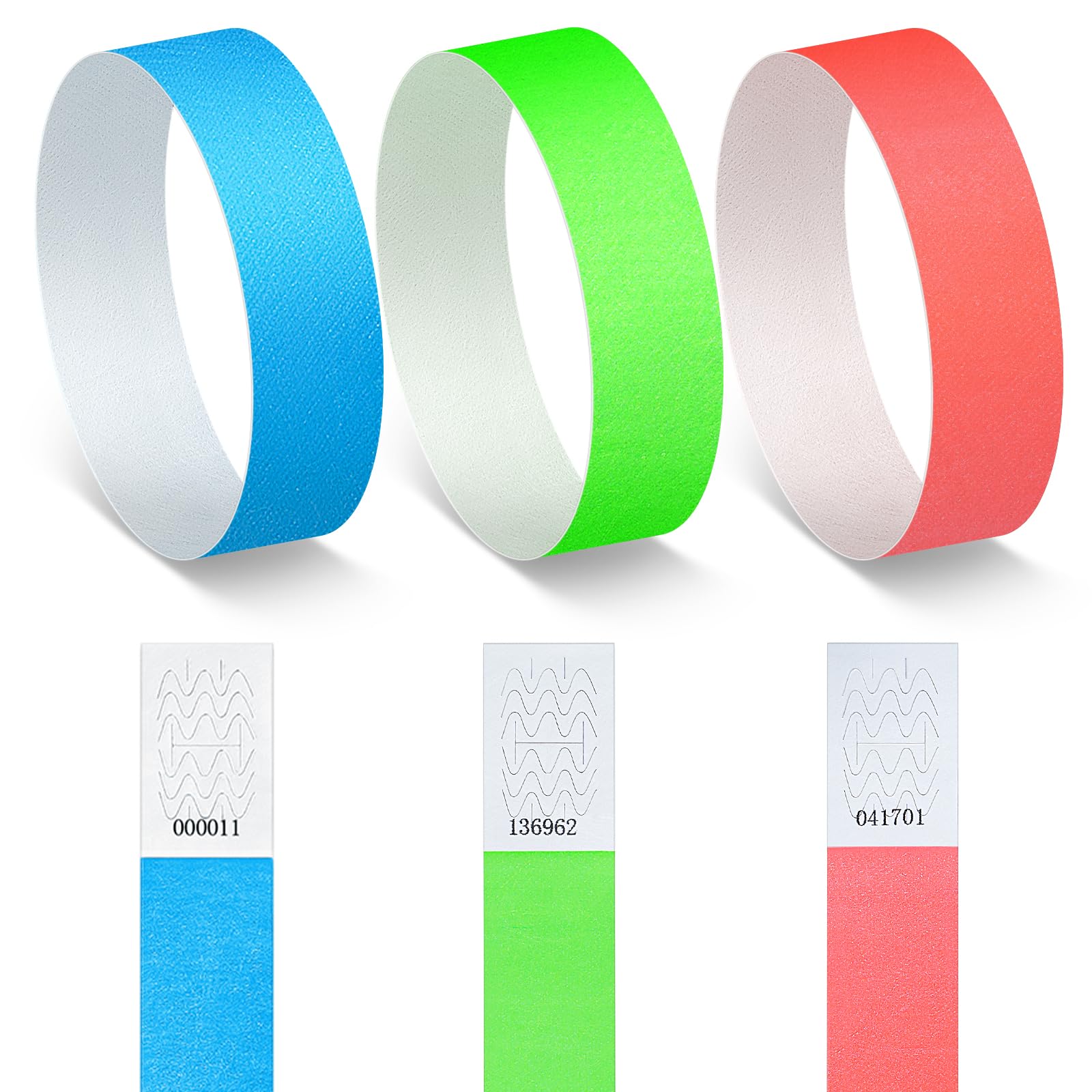 150PCS Paper Wristbands for Events Paper Wristbands Waterproof Printable Wrist Straps(Green, Blue, Red)