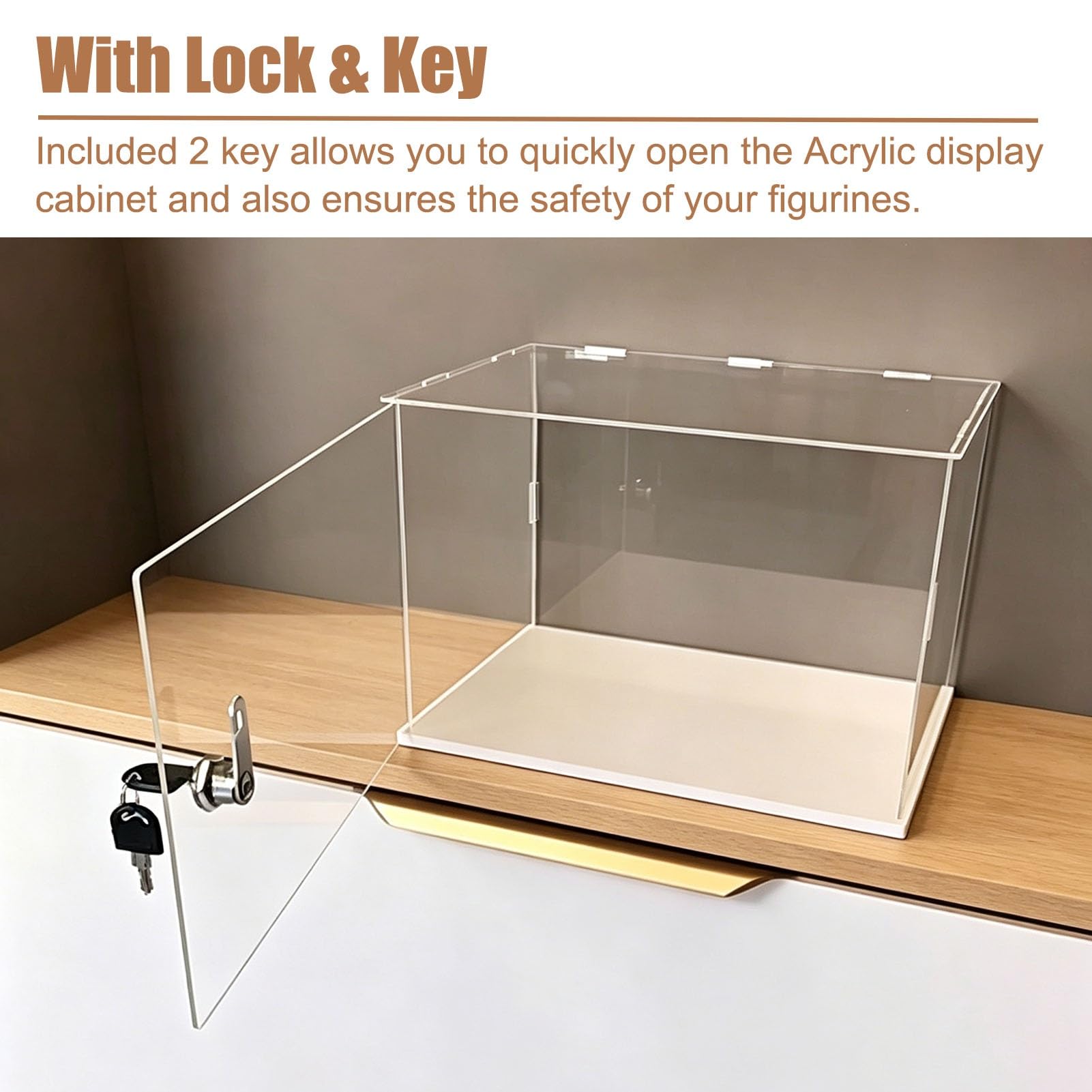 Vitrine en Acrylique de 45 x 25 x 25 cm avec Serrure pour Miniatures, Objets de Collection et Figurines - Boîte de Rangement Transparente et empilable - Solution d'exposition Parfaite