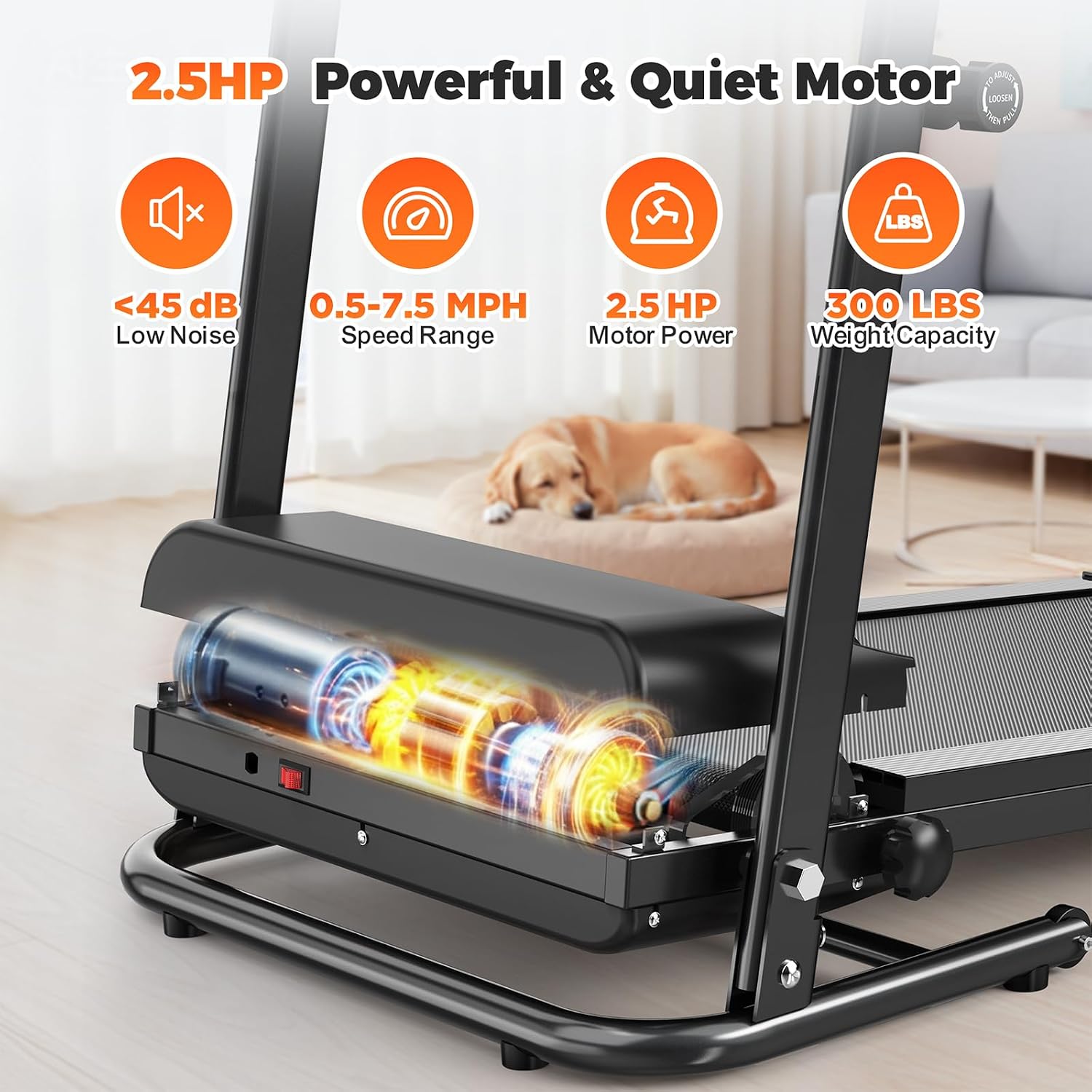 Lastforever Folding Treadmill for Home Use, 2.5HP Quiet Motor, 0.5–7.5 MPH with 8% Manual Incline, Compact Electric Treadmill with LED Display, 300 LBS Capacity, Cup Holder & Safety Key