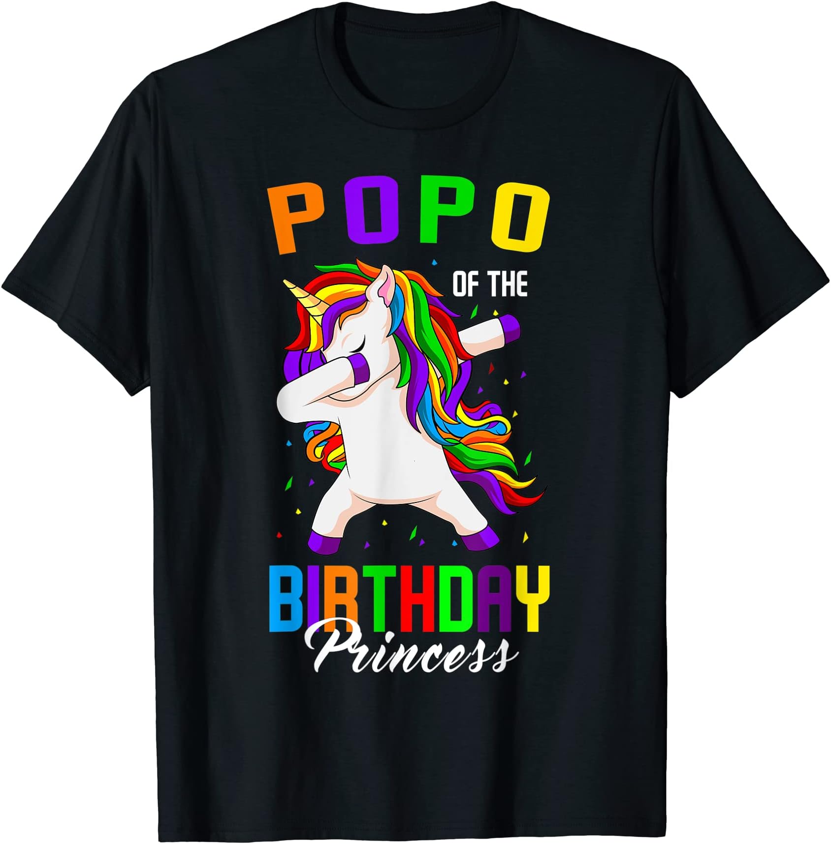 Popo of the Birthday Princess Unicorn Dabbing Bday Party T-Shirt