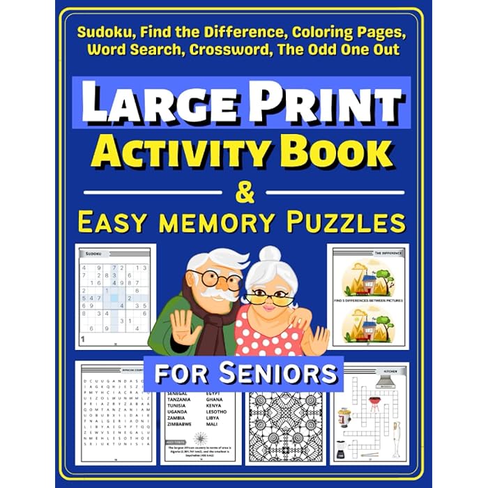 Buy Large Print Activity Book & Easy Memory Puzzles for Seniors Fun