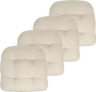 Sweet Home Collection Patio Cushions Outdoor Chair Pads Premium Comfortable Thick Fiber Fill Tufted 19" x 19" Seat Cover, ...