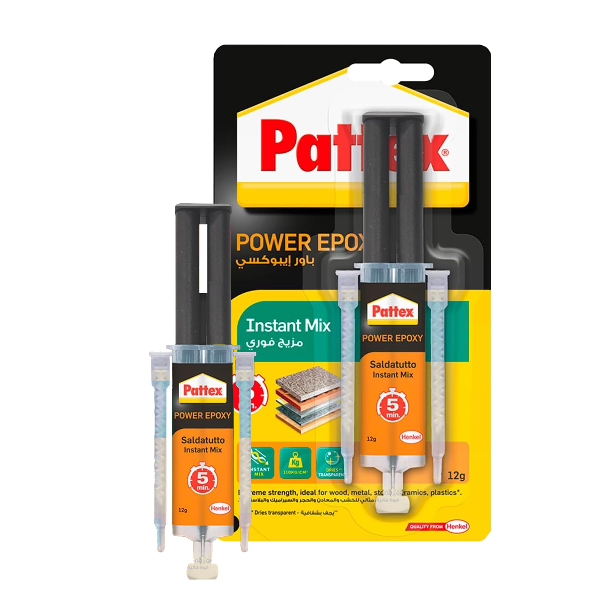 Power Epoxy Universal Syringe | With Convenient Instant Mix Syringe | Water & Temperature Resistant | Compatible with Metal, Ceramic, Glass & Wood | Indoor & Outdoor Use | 11ml (Pack of 1)