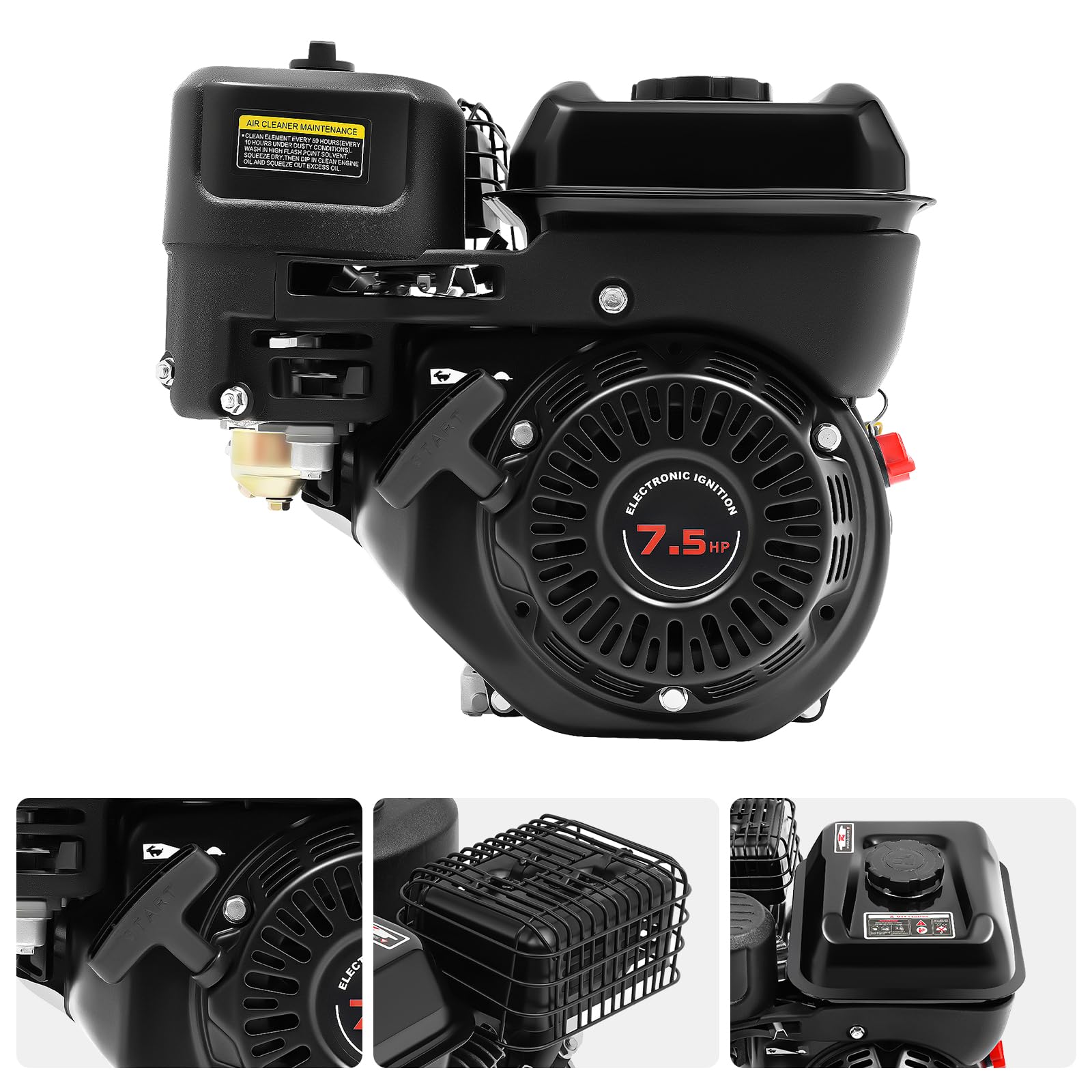 Motor de gasolina térmica 7.5HP 4 tiempos motor Karting 3600rpm cultivador industrial jardín cultivador gasolina, para jardín, agricultura