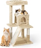 Vista 16 de Árbol alto para gatos grandes o gatitos de interior, árbol de actividades para gatos de varios niveles con postes rascadores, hamaca, condominio
