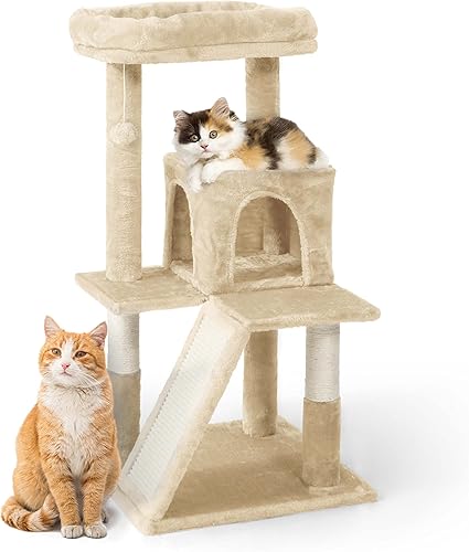 Árbol alto para gatos grandes o gatitos de interior, árbol de actividades para gatos de varios niveles con postes rascadores, hamaca, condominio en
