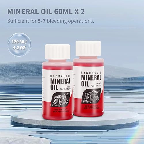 Miniatura 4 de Aceite mineral para frenos de bicicleta de alto rendimiento, 4.1 fl oz/4 onzas, ideal para sistemas de frenos hidráulicos Shimano y Tektro, líquido