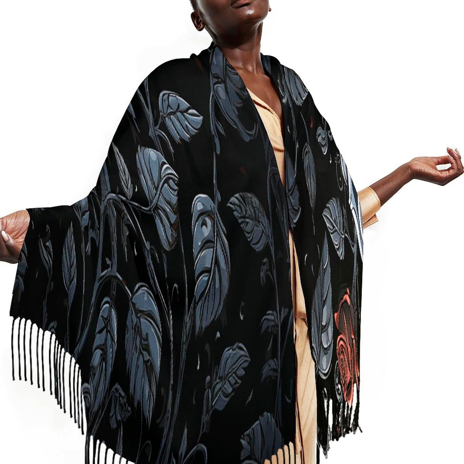 Rose Gothic Scarf for Women Men Classic Fashion Blanket Scarves Soft Cashmere Feel Scarf Cold Weather Warm Long Shawl Winter Large Scarves Classic Blanket Scarfs Thick