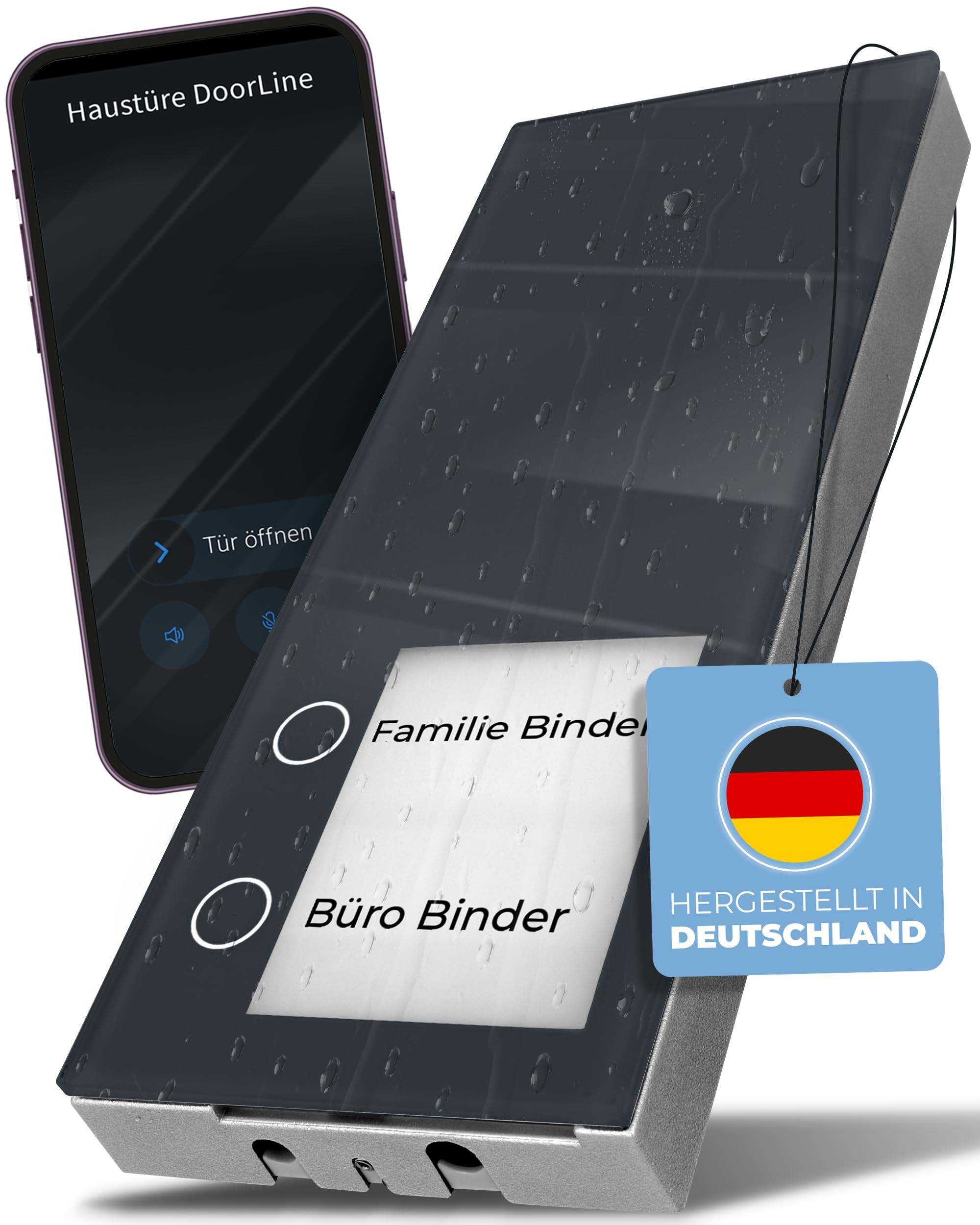 Slim DECT Farbe: Anthrazit von Telegärtner Elektronik l Clevere Türstation l per Knopfdruck mit der AVM FRITZ!Box zur Tür-Sprechanlage gekoppelt l erweiterbar zur Video-Sprechanlage I