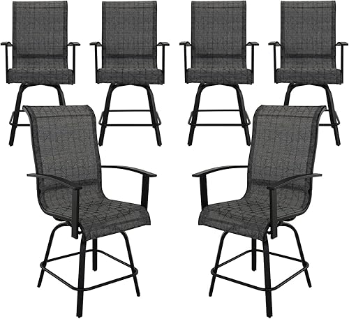 Miniatura 10 de Grand patio Juego de 2 taburetes de patio con altura de mostrador, sillas giratorias para balcón, piscina, patio trasero, jardín
