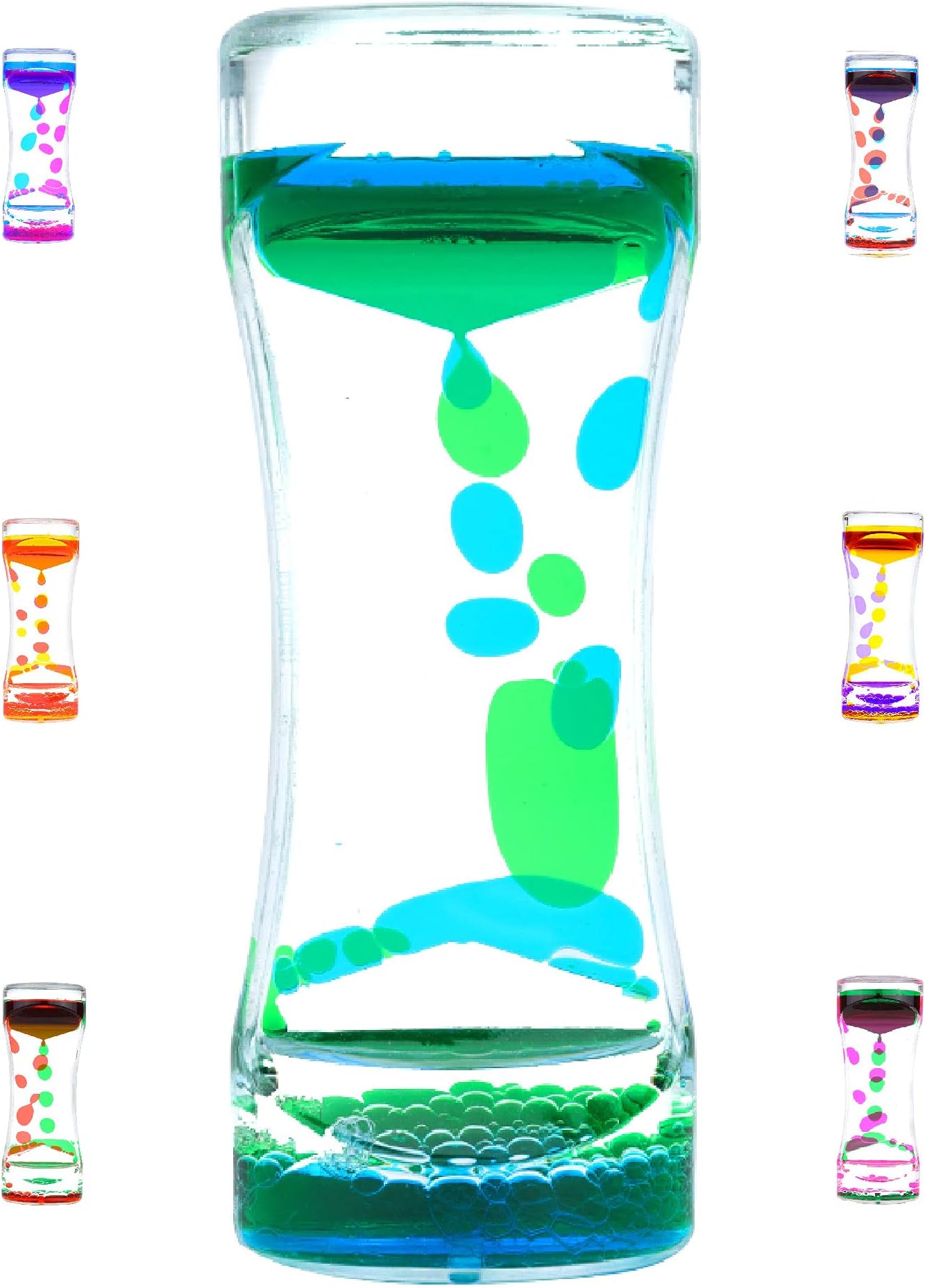 Liquid Motion Bubbler Timer Diamond Shaped Liquid Timer for Fidget Toy,Autism Toys , Children Activity, Calm Relaxing ,Penguin Desk Toys and Home Ornament (Blue and Green-Ordinary)