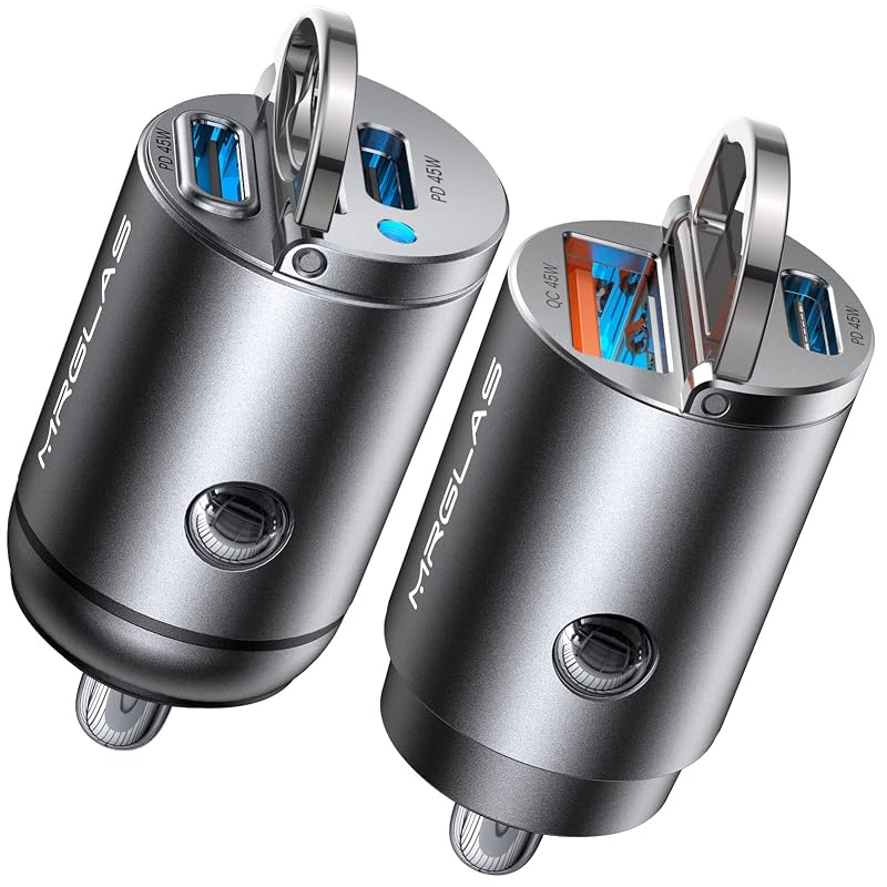 Kit com 2 carregadores veiculares USB-C MRGLAS 90 W, PD45W e QC45W, preto