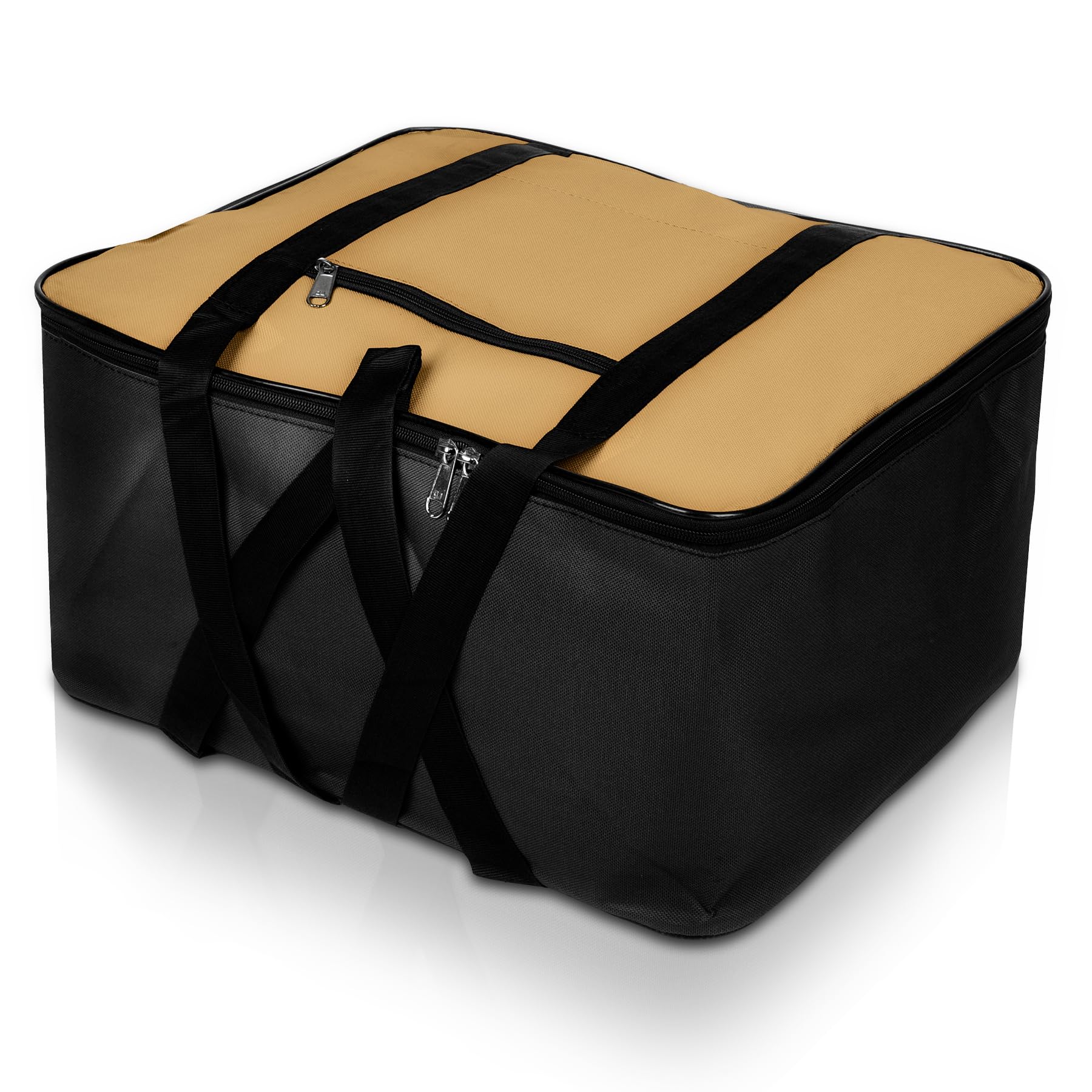 Kuber Industries Storage Bag | Polyster Zip Closure Clothes Storage Bag | Underbed Storage Bag | Wardrobe Organiser with Handle | Net Attachi Bag | Large | Beige
