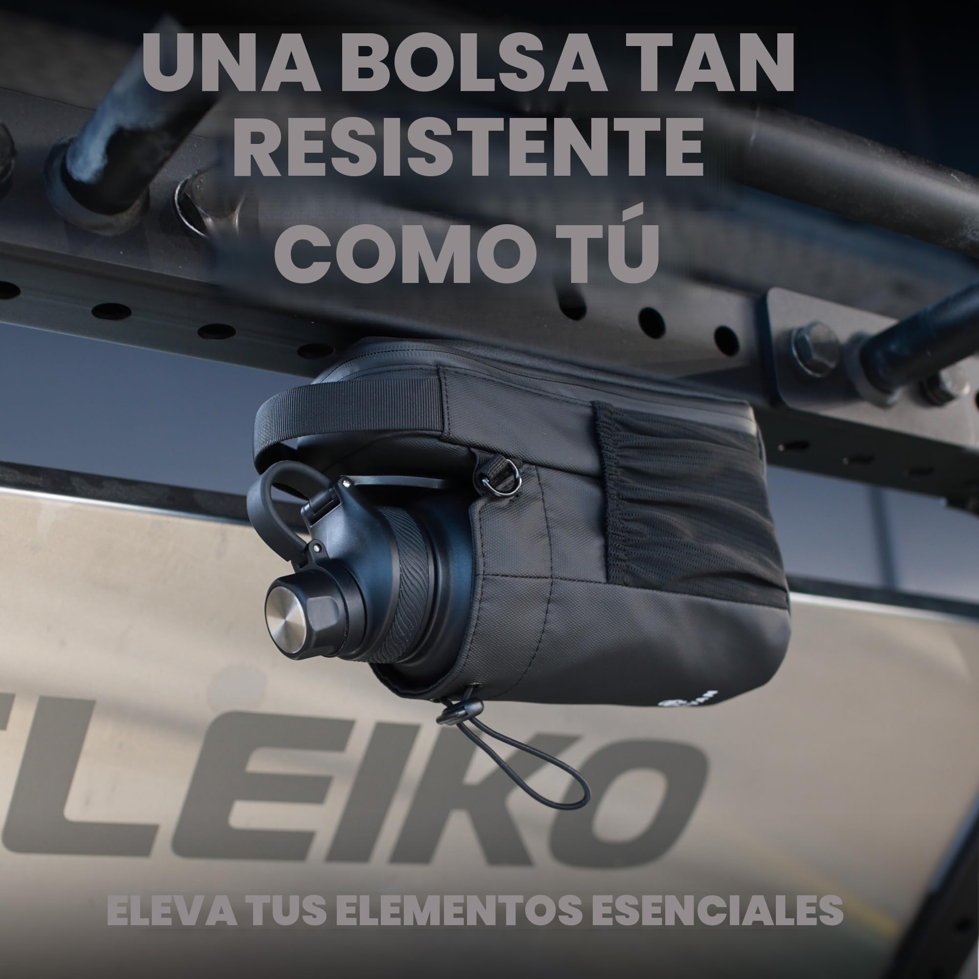 Bolsa Deportiva magnética, Soporte para Botella 1,5L, Bolsillo para móvil, Correa Ajustable Hombre Mujer, mosquetón Llaves, riñonera para Fitness, Gimnasio, musculación, Negro