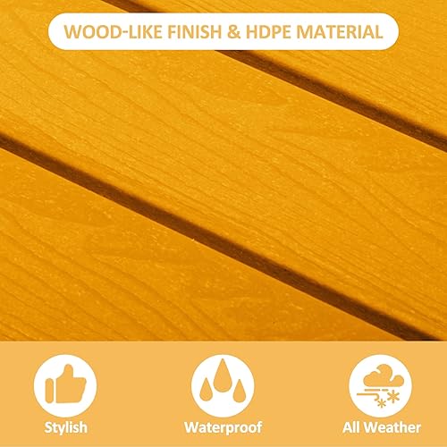 Miniatura 5 de Mesa auxiliar de 2 niveles para exteriores HDPE Adirondack mesa auxiliar para patio con grano similar a la madera, mesa auxiliar resistente a la