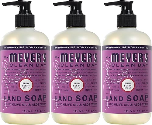 Miniatura 25 de Mrs. MEYER'S Variedad de jabón líquido para manos, 1 repuesto de bayas de ciruela, 1 jabón de manos de ciruela y bayas, 2