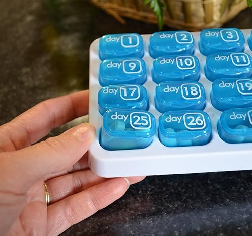 Miniatura 3 de Organizador mensual de cápsulas de píldoras de 31 días para una fácil gestión de medicamentos. Mantente en el camino con las cajas diarias de
