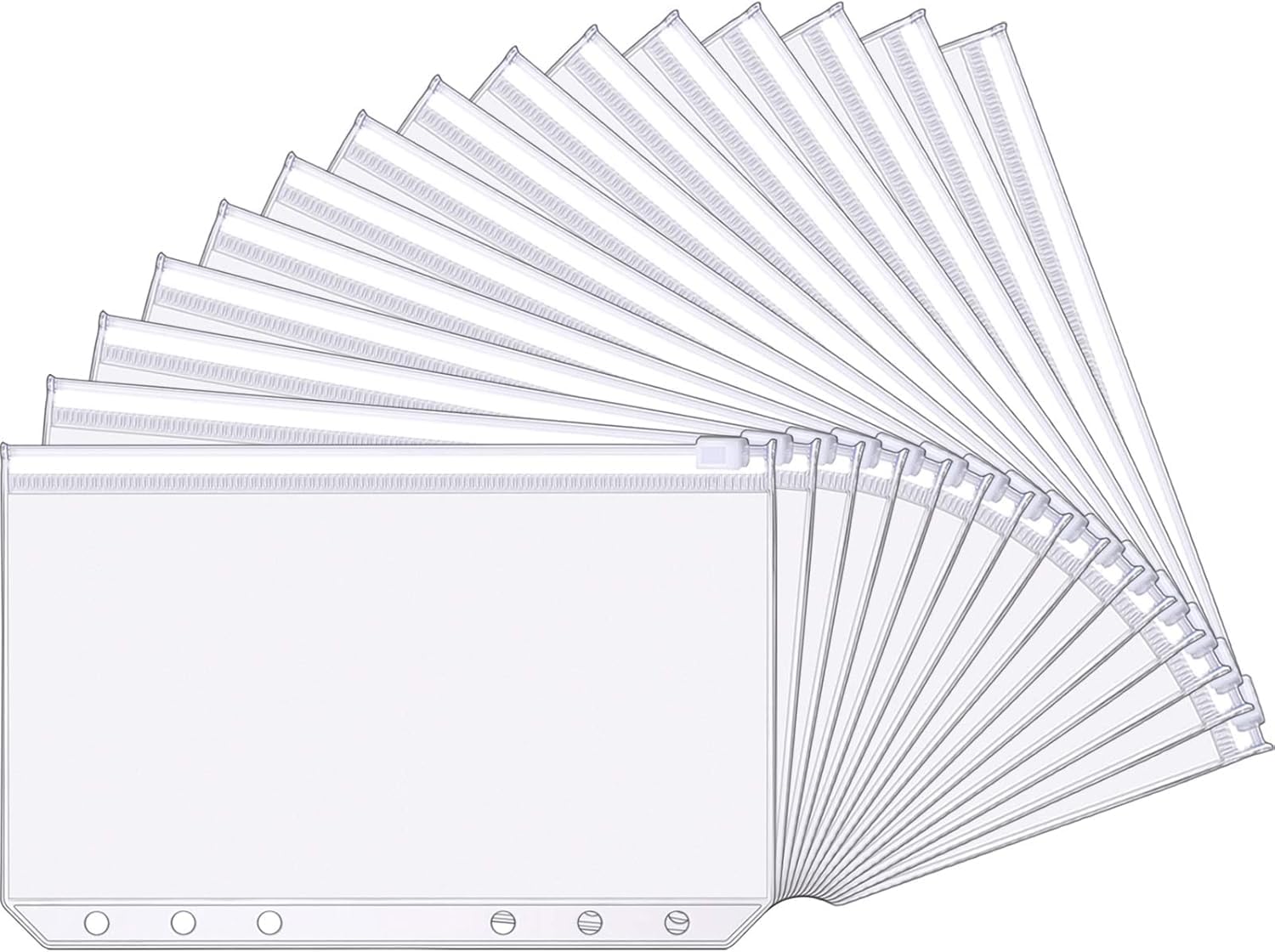 HASTHIP® A6 Size 6 Holes Binder Pockets Plastic Binder Zipper Folders Waterproof 6 Holes Zipper Loose Leaf Bags for Documents Notebooks Cards